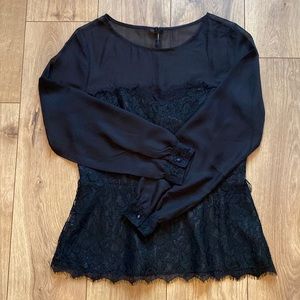New York & Company black sheer and lace going out top